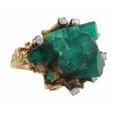 JEWELRY. Brutalist 13.75kt Gold, Gem Crystal and