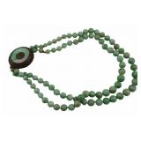 JEWELRY. Chinese Double Strand Jade Beaded
