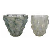 Two Pale Blue Lalique Vases Moissac & Rampillon