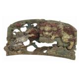 Chines Foo Dog and Pup Carved Wood Wall Hanging.