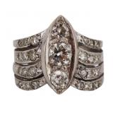 JEWELRY. 13kt Gold and Diamond Multi-Band Ring.