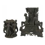 2 Sections Of  Antique Patinated Bronze Torchiere