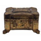 Antique Chinoiserie Lacquered and Gilt Tea Caddy.