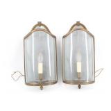 Vintage Pair of Gilt Metal Crown Glass Sconces.