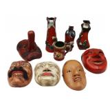 Collection of Japanese Masks and Sumida Gawa.