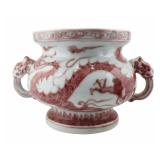 Chinese Copper Red Decorated Dragon Censer.