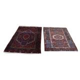 2 Vintage And Finely Hand Knotted Area Carpets.