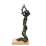 Illegibly Signed  Bronze Mermaid Sculpture