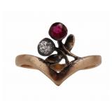 JEWELRY. Imperial Russian 14kt Gold, Ruby and