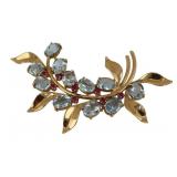 JEWELRY. 14kt Gold, Ruby and Blue Gem Brooch.