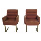 Midcentury Pair of Chrome Upholstered Chairs.