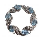 JEWELRY. 14kt Gold, Gem and Diamond Brooch.