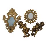 Lot Of Assorted Gilt Italian Decorations .