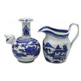 Japanese Blue and White Kendi and a