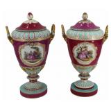 KPM Pair of Signed Porcelain Lidded Urns.
