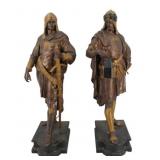 2 Antique Patinated Metal Sculptures of Janissari.