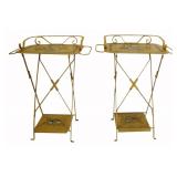 A Vintage Pair Of Paint Decorated Tole Side Table.