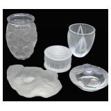Group of Lalique Items 5 Pieces Vases & More