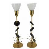 Pair Of REMBRANDT Brass Modernist Atomic Lamps