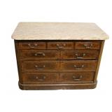 Antique Inlaid Marbletop Chest of Drawers.