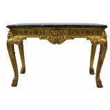 Fine George I Style Gilt Gesso Marble Top Console.
