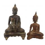 (2) Early Southeast Asian Bronze Buddhas.