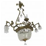 Large & Fine Quality Bronze & Crystal Chandelier