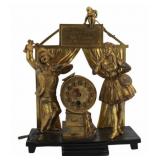 Antique Gilt & Patinated Metal Figural Clock.