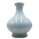 Chinese Archaic Style Incised Blue Vase.