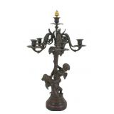Antique Patinated Metal/ Bronze Figural Candelabra