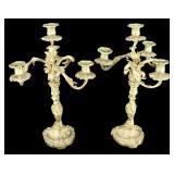 Pair of Antique Gilt Bronze 4 Light Candelabra