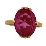 JEWELRY. Chinese 21kt Gold and Faceted Gem Ring.