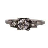 JEWELRY. Platinum and 0.50ct Old European Cut