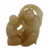 Chinese Greyish-White and Russet Set Carving.