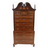Antique Inlaid Mahogany Chest on Chest with Broken