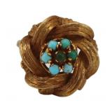 JEWELRY. Italian 18kt Gold and Turquoise Ring.