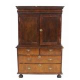 Antique English William & Mary Cabinet On Chest.
