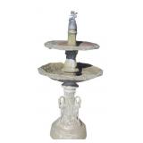 Antique Zinc 2 Tier Fountain With Cherub Finial &