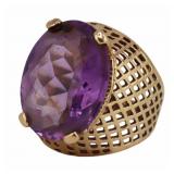 JEWELRY. 12.5kt Gold and Amethyst Ring.