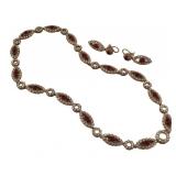 JEWELRY. 3 Pc. 14kt Gold Ruby Cabochon and Diamond