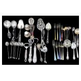 SILVER. Assorted Silver and Sterling Flatware.