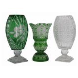 3 Large and Finely Cut Glass Vases.