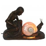 UNSIGNED Bronze Figural Snail Lamp