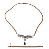 JEWELRY. Platinum 13.5kt Gold Diamond and Emerald
