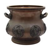 Chinese Bronze Urn with Lions Head Handles.