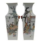 Pair of Large Chinese Famille Rose Vases.