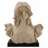 Antique Marble Bust of a Young Girl.