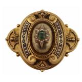 JEWELRY. Victorian Emerald, Seed Pearl, and Enamel