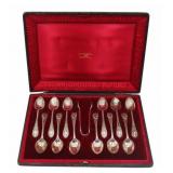 SILVER. Walker & Hall Cased Silver Demitasse Set.