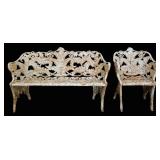 Antique Cast Iron Fern Bench & Chair.